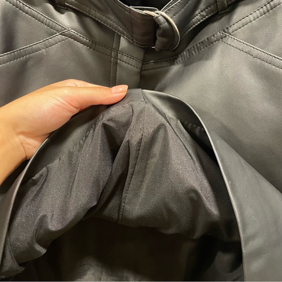 H&M Black Faux Leather Skirt With Belt, Pockets, SIZE 4 - Picture 4 of 4
